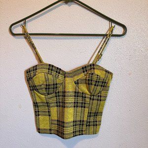 Liz & Sara Yellow Plaid Crop Top